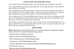 Quyết định 18/2010/QĐ-UBND mức thu học phí cơ sở giáo dục mầm non công lập Kiên Giang