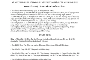 Quyết định 1492/QĐ-BTNMT thành lập Hội đồng Tư vấn Chương trình