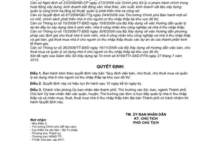 Quyết định 34/2010/QĐ-UBND  bán cho thuê cho thuê mua nhà ở