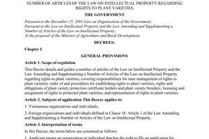 Decree No. 88/2010/ND-CP, detailing and guiding a number of articles of the law