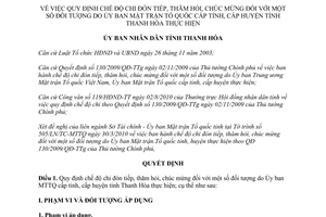 Quyết định 2866/2010/QĐ-UBND chi đón tiếp thăm hỏi chúc mừng tỉnh Thanh Hóa