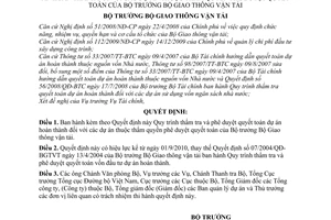 Quyết định 2386/QĐ-BGTVT Quy trình thẩm tra và phê duyệt quyết toán dự án