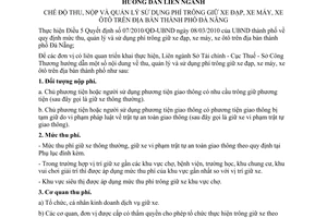 Hướng dẫn 01/HDLN-STC-CT-SCT chế độ thu, nộp và quản lý sử dụng phí trông giữ