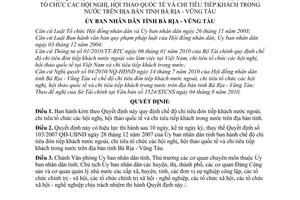 Quyết định 35/2010/QĐ-UBND chế độ chi tiêu đón tiếp khách nước ngoài