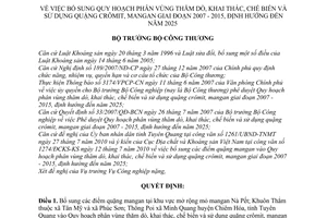 Quyết định 4346/QĐ-BCT bổ sung Quy hoạch phân vùng thăm dò, khai thác