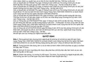 Quyết định 2860/QĐ-BVHTTDL Phê duyệt kịch bản chương trình nghệ thuật