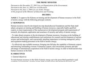 Decision No. 1558/QD-TTg approving the Scheme on training and development