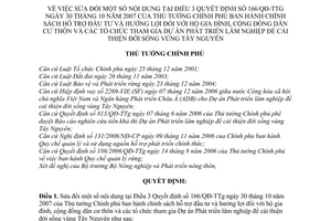 Quyết định 1504/QĐ-TTg sửa đổi Điều 3 Quyết định 166/QĐ-TTg