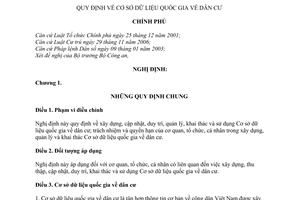 Nghị định 90/2010/NĐ-CP quy định cơ sở dữ liệu quốc gia dân cư