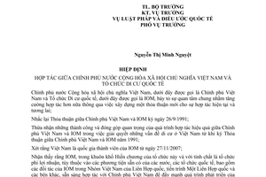 Hiệp định hợp tác giữa Việt Nam Tổ chức di cư quốc tế