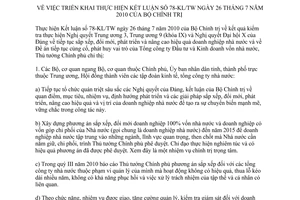 Chỉ thị 1568/CT-TTg triển khai Kết luận 78-KL/TW