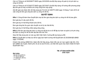 Quyết định 2450/QĐ-UBND năm 2010 Công bố đơn giá công tác dịch vụ công ích đô thị Hà Tĩnh