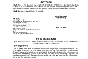 Quyết định 778/QĐ-BXD công bố chỉ số giá xây dựng quí 1 và quí 2