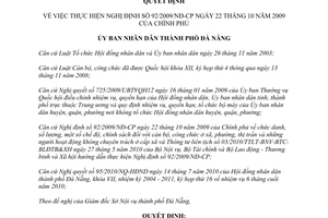 Quyết định 6291/QĐ-UBND năm 2010 thực hiện Nghị định 92/2009/NĐ-CP