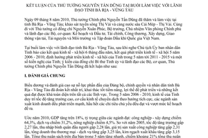 Thông báo 222/TB-VPCP kết luận Thủ tướng Nguyễn Tấn Dũng