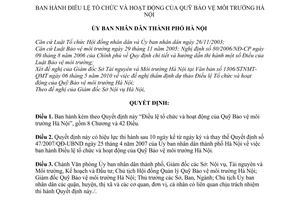 Quyết định 38/2010/QĐ-UBND Điều lệ tổ chức và hoạt động Quỹ Bảo vệ môi trường