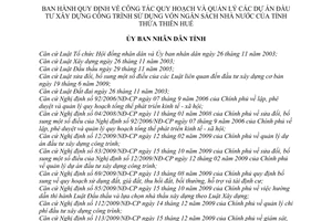 Quyết định 30/2010/QĐ-UBND công tác quy hoạch quản lý  dự án đầu tư