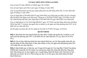 Quyết định 17/2010/QĐ-UBND phân cấp nguồn thu chi ngân sách địa phương 2011 Lai Châu