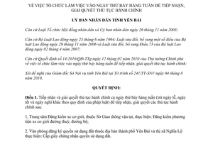 Quyết định 1334/QĐ-UBND năm 2010 tổ chức làm việc thứ bảy giải quyết TTHC
