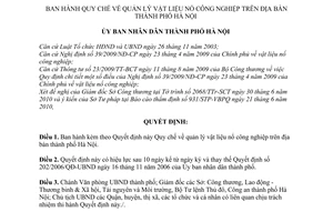 Quyết định 40/2010/QĐ-UBND Quy chế quản lý vật liệu nổ công nghiệp