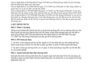 Thông tư 125/2010/TT-BTC  chế độ chi tiêu quyết toán chương trình xúc tiến