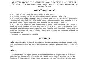 Quyết định 1586/QĐ-TTg  phân công cơ quan chủ trì soạn thảo các dự án