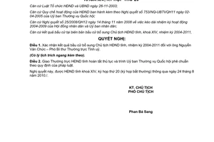 Nghị quyết 14/2010/NQ-HĐND kết quả bầu cử bổ sung chủ tịch hội đồng nhân dân Vĩnh Phúc