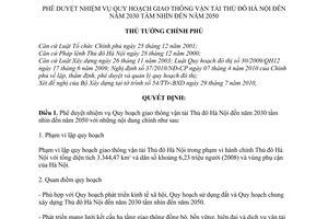 Quyết định 1587/QĐ-TTg phê duyệt nhiệm vụ Quy hoạch giao thông vận tải