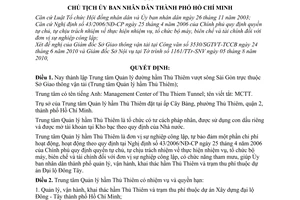 Quyết định 3783/QĐ-UBND  thành lập Trung tâm Quản lý đường hầm Thủ Thiêm