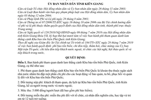 Quyết định 20/2010/QĐ-UBND phí tham quan danh lam thắng cảnh Khu bảo tồn biển