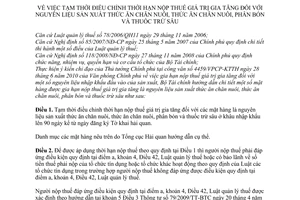 Thông tư 128/2010/TT-BTC tạm thời điều chỉnh thời hạn nộp thuế giá trị gia tăng