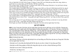 Quyết định 2984/QĐ-BVHTTDL  tổ chức Lễ hội “Làng nghề, phố nghề Thăng Long