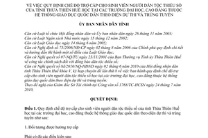 Quyết định 33/2010/QĐ-UBND  chế độ trợ cấp cho sinh viên người dân tộc