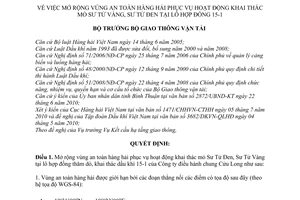 Quyết định 2551/QĐ-BGTVT  mở rộng vùng an toàn hàng hải phục vụ hoạt độn