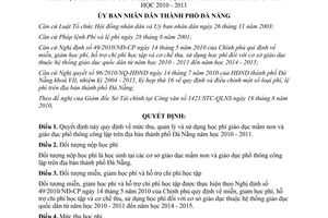 Quyết định 25/2010/QĐ-UBND mức thu quản lý sử dụng học phí giáo dục mầm non