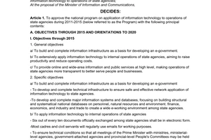 Decision No. 1605/QD-TTg approving the national program on application of inform