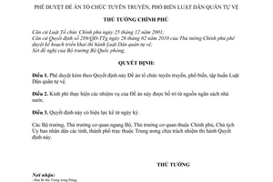 Quyết định 1602/QĐ-TTg  Đề án tổ chức tuyên truyền, phổ biến, tập huấn