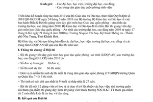Thông báo 525/TB-BGDĐT kết quả Hội thi giảng viên dạy giỏi môn học giáo dục quốc