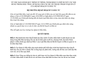 Quyết định 1410/QĐ-BKH  Quy trình trình, thẩm định và phê duyệt nội dung