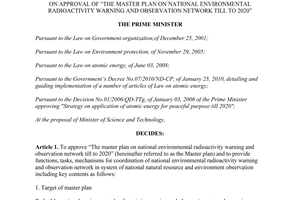 Decision No. 1636/QD-TTg on approval of “the master plan on national environment
