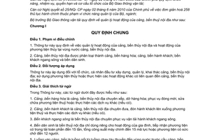 Thông tư 25/2010/TT-BGTVT quản lý hoạt động cảng, bến thủy nội địa