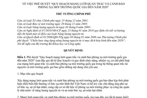 Quyết định 1636/QĐ-TTg  phê duyệt Quy hoạch mạng lưới quan trắc