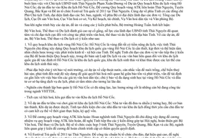 Thông báo 2651/TB-BVHTTDL kết luận của Bộ trưởng Hoàng Tuấn Anh tại buổi làm việc với Chủ tịch UBND tỉnh Thái Nguyên do Bộ Văn hóa, Thể thao và Du lịch ban hành