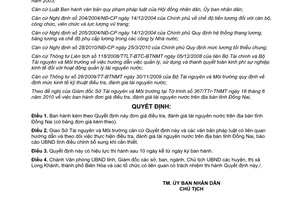 Quyết định 48/2010/QĐ-UBND đơn giá điều tra đánh giá tài nguyên nước Đồng Nai