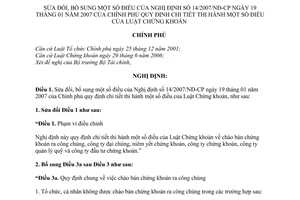 Nghị định 84/2010/NĐ-CP sửa đổi Nghị định 14/2007/NĐ-CP