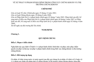 Nghị định 85/2010/NĐ-CP xử phạt vi phạm hành chính trong lĩnh vực chứng khoán