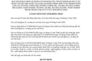 Quyết định 23/2010/QĐ-UBND thẩm quyền quản lý sử dụng tài sản nhà nước Đồng Tháp