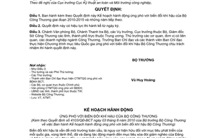 Quyết định 4103/QĐ-BCT Kế hoạch hành động ứng phó biến đổi khí hậu