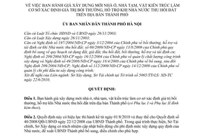 Quyết định 32/2010/QĐ-UBND giá xây dựng mới nhà ở, nhà tạm, vật kiến trúc