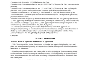 Circular No. 09/2010/TT-BXD providing for the formulation of planning tasks